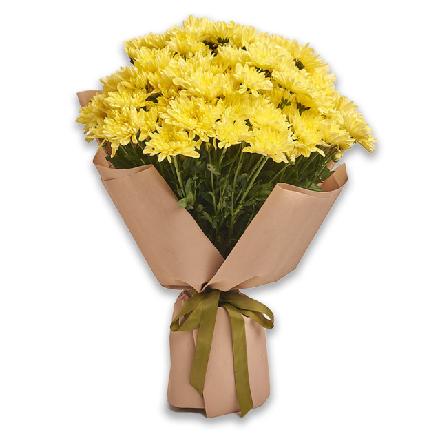 Букет 25 Жовтих Хризантем