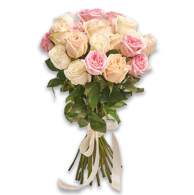 Букет 25 піоновидних Троянд мікс