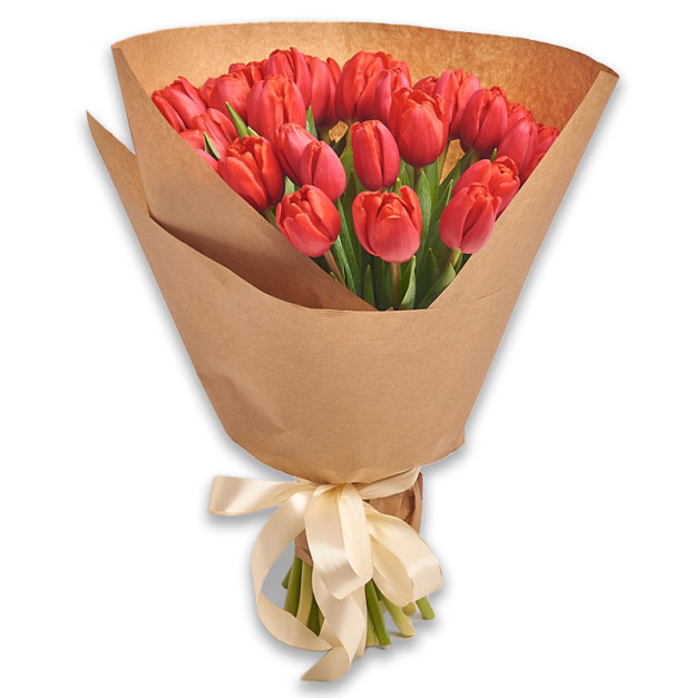 Букет 35 Червоних тюльпанів