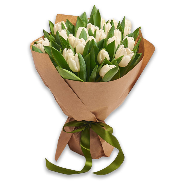 Bouquet of 25 White Tulips