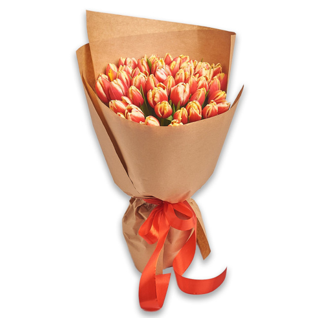 Bouquet of 45 Red and Yellow Tulips