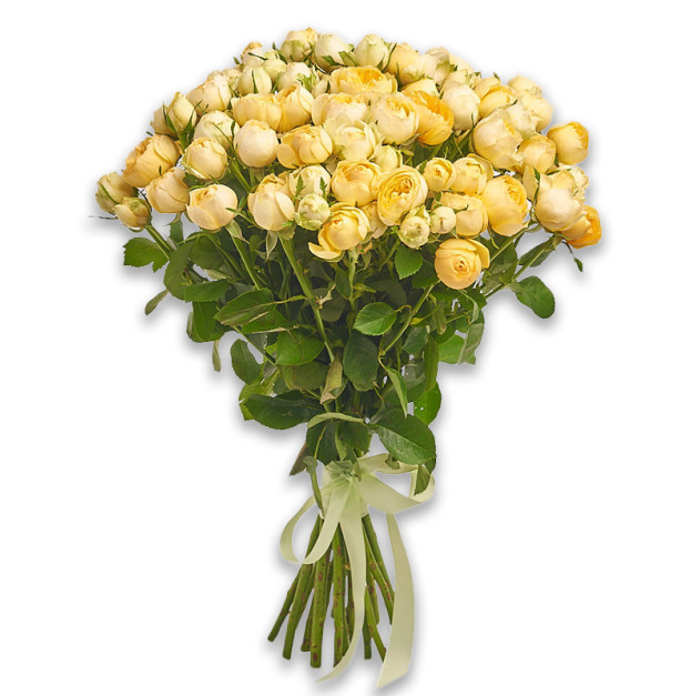 Букет 15 Жовтих Троянд Спрей