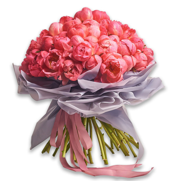 Букет 51 Коралова Півонія