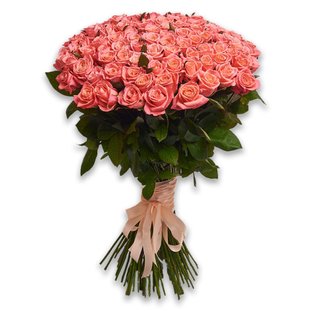 Букет 101 Коралова троянда