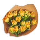 Букет 15 Помаранчевих піоновидних тюльпанів