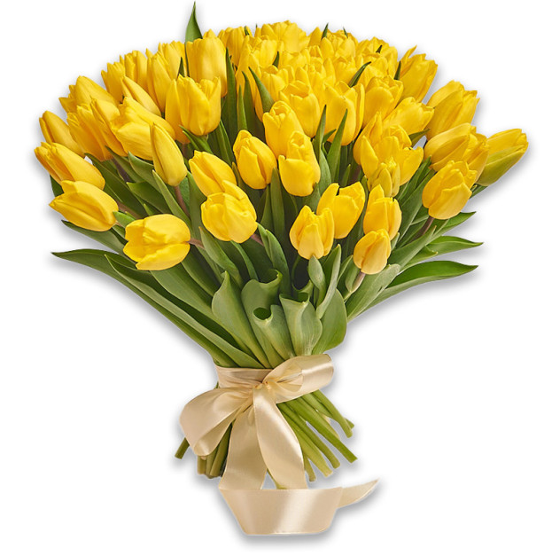 Букет 75 Жовтих Тюльпанів