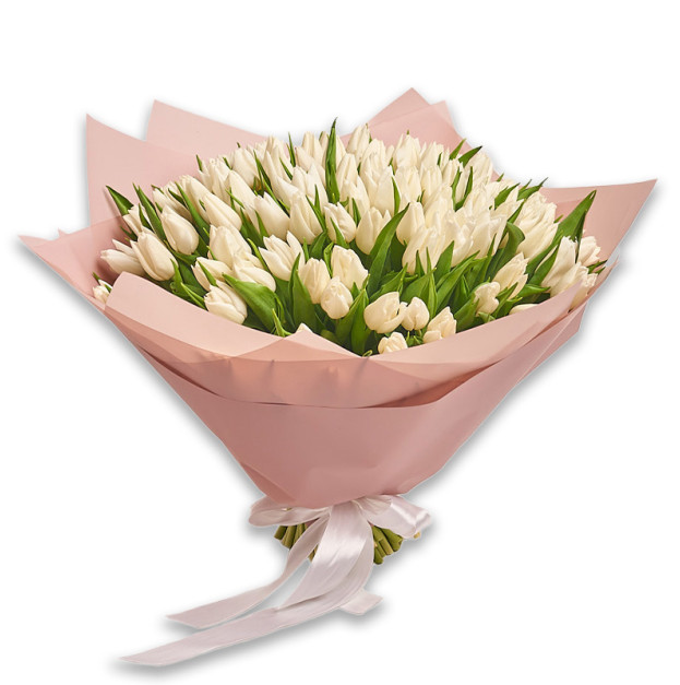 Букет 101 Білий тюльпан