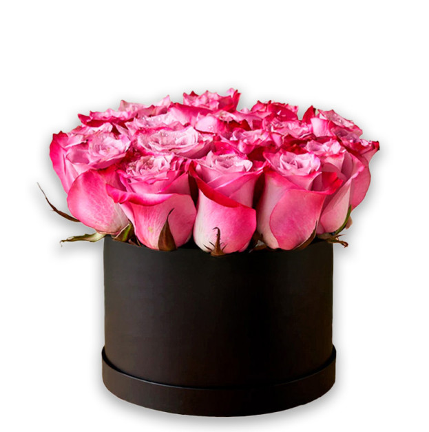 Квіти в коробці №18 "Рожеві троянди"