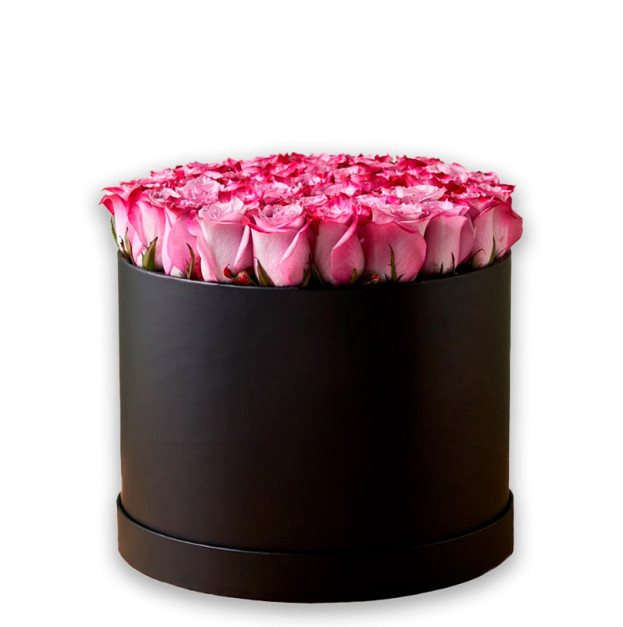 Квіти в коробці №19 "Біло-рожеві троянди"