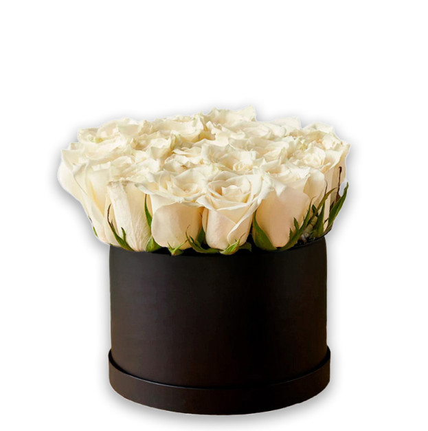 Квіти в коробці №21 "Білі троянди"