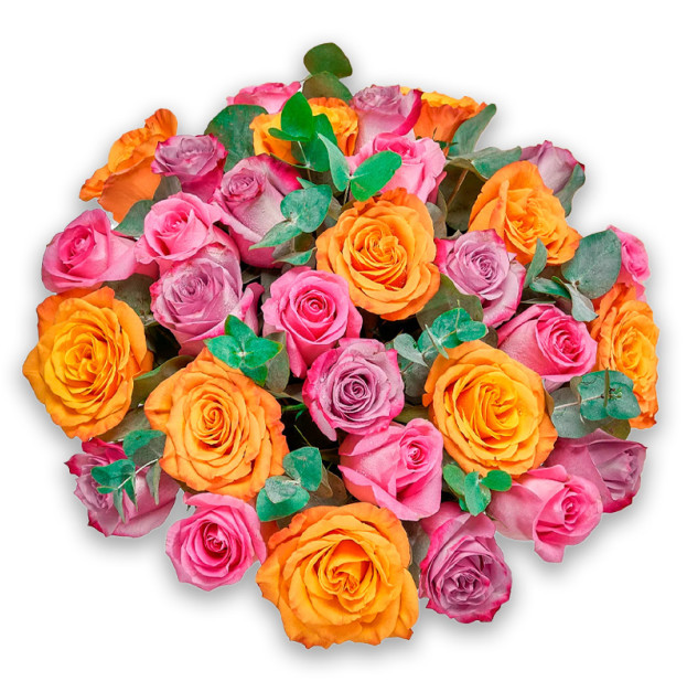 Квіти в коробці №25 "Мікс троянд"