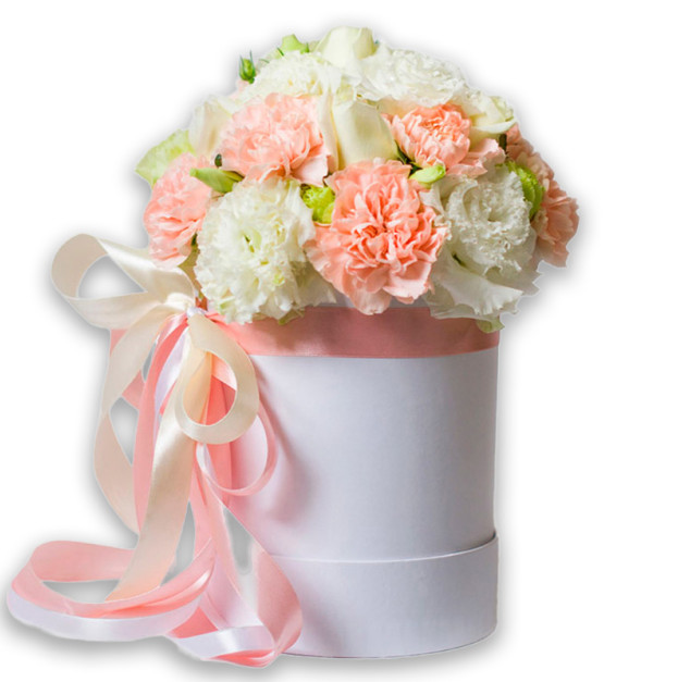 Квіти в коробці №28 "Діантус з трояндами"